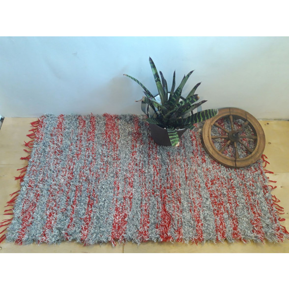 Spurains vilnas paklājs, pelēkbalts/sarkans 80x145cm