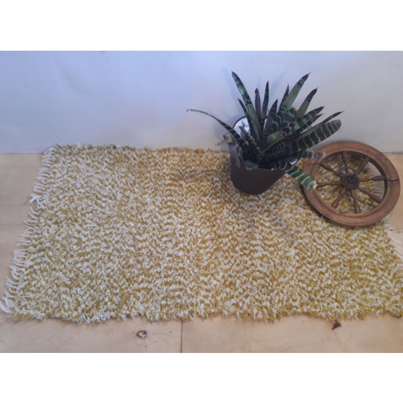 Spurains vilnas paklājs, sinepjdzeltens/balts 70x140cm